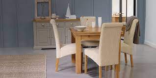 Solid oak round extendable dining table & 4 matching chairs. 4 Seater Dining Set Square Table Chairs Oak Furnitureland