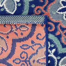 Hampton Bay Star Moroccan Navy Coral 5 Ft X 7 Ft Floral Indoor Outdoor Area Rug 3004080 The Home Depot Coral Outdoor Rug Outdoor Rugs Outdoor Area Rugs