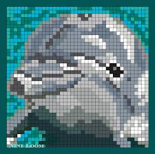 Theme Animaux Aquatiques Pixel Art Dauphin Coloriage Pixel Animaux