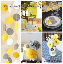 Ideas De Decoracion En Colores Amarillo Y Gris Ideas Ideasdecoracion Decoracion Fiesta Amarillo Gris Baby Shower Baby Shower Nina Party Decorations