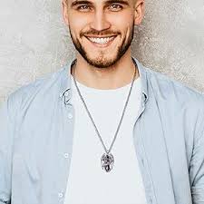 Amazon.com: INFUSEU 龍項鍊附療癒水晶石男女皆宜獨特個性化精神禮物22+2 英吋(約50.6 x 22 公分)鍊條, 不鏽鋼,  紫水晶: 服裝，鞋子和珠寶