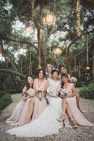 A Blush Outdoor Wedding Filled With Rustic Romance Rustic Romance Wedding Petal Bridesmaid Dresses Rustic Bridesmaids