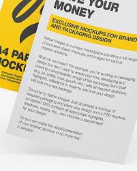 Two A4 Papers Mockup In Stationery Mockups On Yellow Images Object Mockups