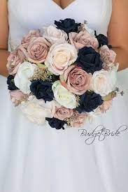 Bring frischen wind in deine garderobe mit den neuesten trends von blush. Dust Rose Mauve Navy Blue Blush Pink Roses Fake Bridal Bouquet Round Wedding Bouquet Mauve Wedding Diy Wedding Bouquet Pink Wedding Flowers