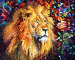 Contenders Palette Knife Figure Modern Wall Art Decor Textured Oil Painting On Canvas By Leonid Afremov Size 30 X Lion Painting Lion Art Art Painting Oil