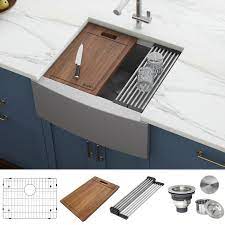 Therefore, your 24 apron sink always needs to be spacious and convenient to fit in all your utensils and deep enough to. 24 Inch Apron Front Workstation Farmhouse Kitchen Sink 16 Gauge Stainless Steel Single Bowl Ruvati Usa