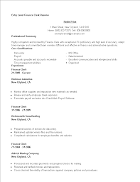 entry level finance clerk resume