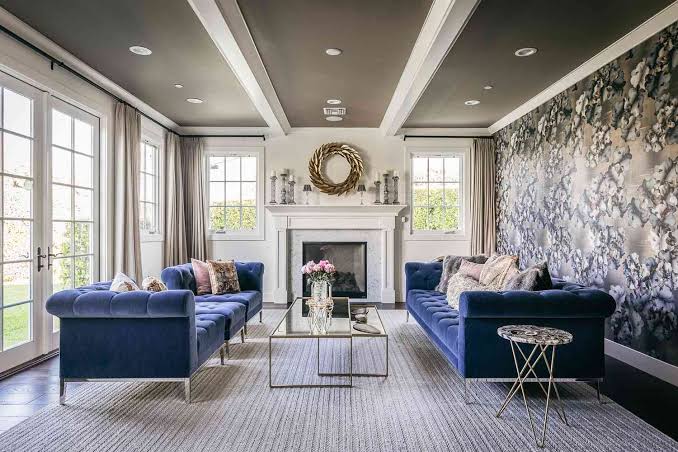 Gold blue interior design