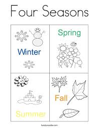 Seasons coloring pages for kids. Four Seasons Coloring Page Twisty Noodle