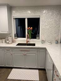 Here's another installation innovation that's making life easier for diyers. Handmade White Groutless Hexagon Mother Of Pearl Mosaic Tile Etsy Luxury Kitchen Design White Sparkle Tiles Kitchen Interior