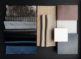Reimann Interior Design Material Sample Box For A Project With Grey Aluminum And Blue Colors And Fabrics Fabric Color Design