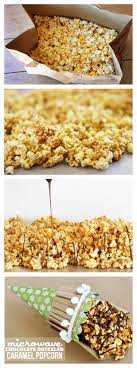 Super Easy Chocolate Drizzled Microwave Caramel Popcorn Eighteen25 Microwave Caramel Popcorn Sweet Snacks Easy Chocolate