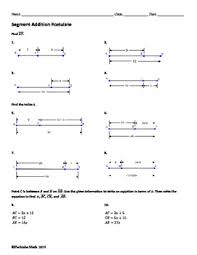 The following diagram gives an example of the angle addition postulate. Segment Addition Postulate Geometry Worksheet Free Sample By Pecktabo Math