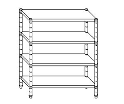 Scaffali componibili in acciaio inox scaffale scatolato rinforzato a gancio in acciaio inox completi di 4 montanti con gancio e 4 ripiani lisci rinforzati, dimensioni mm 1900x580x2000h. Scaffali In Acciaio Inox Aisi 304