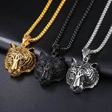 The Tiger Head Of The Fashionable Vintage Necklace The Tiger Head Of The Mountain Forest Is Falling Gx1184 Fallf Pendant Necklace Tiger Pendant Moon Necklace