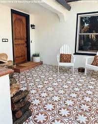 Maison Floral Tile Stencil In 2020 Patio Flooring Porch Tile Painted Patio