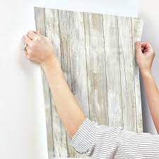 Roommates Distressed Wood Peel And Stick Wallpaper Tan Peel And Stick Wood Stick On Wood Wall Peel And Stick Wallpaper