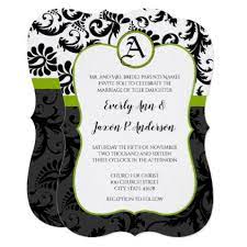 Apple Green Black Unique Damask Wedding Invitation Zazzle Com Damask Wedding Invitation Monogram Wedding Invitations Vintage Wedding Invitations