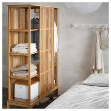 Nordkisa Open Wardrobe With Sliding Door Bamboo Width 47 1 4 Height 73 1 4 Find It Here Ikea Schiebeturen Schrank Offene Garderobe Schiebetur
