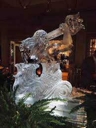 Multiple Ice Block Ice Sculpture Of Neptune - King Of The Oceans Ice Sculptures Wedding Sculpture Snow Sculptures