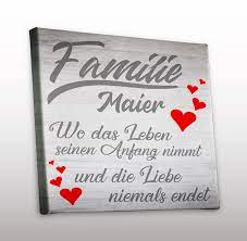 Neben dem kunstvoll aufgedruckten spruch sorgt auch die übrige gestaltung des bildes für einen besonderen hingucker. Text Auf Leinwand Familie Wandbild Gestalten Namen Und Foto Moglich