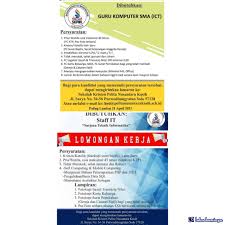 Melampirkan foto copy surat baptis dari pihak kristen; Lowongan Kerja Sekolah Kristen Pelita Nusantara Kasih April 2021
