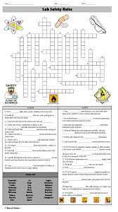 Lab Safety Rules Crossword Puzzle Lab Safety Rules Lab