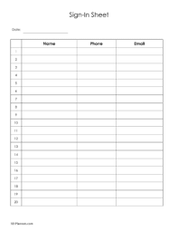 Free Sign Up Sheet Sign In Sheet Instant Download