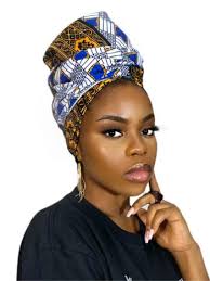 Tabitha” Stretchy Bodycon Tube Dress in White Blue and Gold African Print