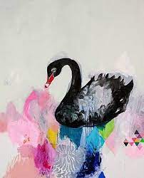 beautiful painting of a black swan by miranda skoczek アートのアイデア インスピレーションあふれるアート 美術家