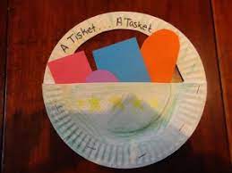 Using scissors, carefully cut out half of the center of one of the plates. A Tisket A Tasket Nursery Rhyme Craft All Kids Network