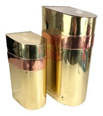 Architecture, form no longer followed function: 1950s Mid Century Modern Spanish Brass Copper Canisters A Pair Chairish