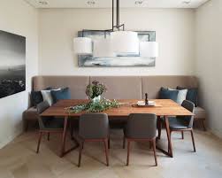 Each piece is made from metal with engineered wood surface details. Maida Vale Residence By Staffan Tollgard Design Group Mid Century Modern Dining Room Dining Room Banquette Dining Room Contemporary
