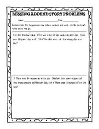 618 page 91 one tree 16 n 2. Missing Addend Story Problems Story Problems Missing Addend Word Problems