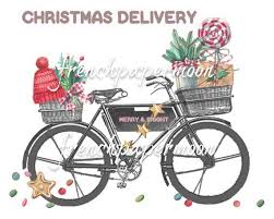 Digital Christmas Delivery Bike Xmas Bicycle Christmas Etsy Christmas Delivery Christmas Christmas Art