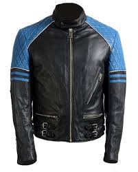 New Handmade Men Black Blue Leather Biker Jacket Stylish Motorbike Designer Rid Outerwear Leather Jacket Leather Jacket Men Leather Jacket Style