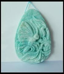 150 6ct Natural Amazonite Gemstone Butterfly Carving Pendant Bead Carving Stone Carving Jade Carving