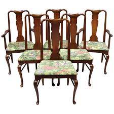 6 Vintage Thomasville Queen Anne Style Solid Cherrywood Dining Chairs Dining Chairs Dining Chairs For Sale Thomasville