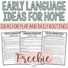 Early Language Ideas For Home Early Intervention Freebie For Speech Therapy