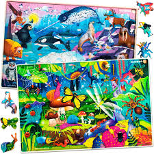 The flintstones printables coloring pages to cut out for kids. Amazon Com Wooden Puzzles For Kids Ages 4 8 By Quokka 2 Jigsaw Puzzles With 60 Unique Irregular Wood Pieces For 3 5 Years Old Enjoy Arctica And Funny Bugs Gift Toys