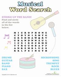 These are the words for let's start a band word search pro puzzle. Music Word Search Worksheet Education Com