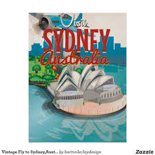 Vintage Fly To Sydney Australia Travel Poster Zazzle Com Sydney Australia Travel Travel Posters Australia Travel