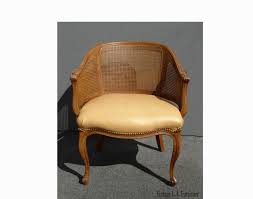 Vintage French Style Cane Tan Leather Club Accent Chair Etsy Accent Chairs French Vintage Chair