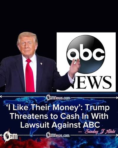 TRUMP THREATENS TO SUE ABC OVER REFLECTING POOL COVERAGE, SAYS 'I LIKE THEIR MONEY' President Donald Trump has threatened legal action against ABC News over its reporting on the troubled renovation of