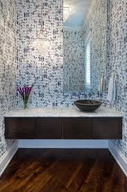 It's also the perfect place for a hamper. Dark Brown Floating Powder Room Vanity With Glacier White Marble Countertop Contemporary Bathroom Sherwin Williams Snowbound