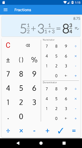 To enter a fraction, type a / in between the numerator and denominator. Fractions Apk