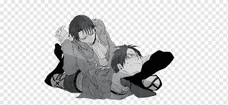 Attack on titan is a japanese manga series written and illustrated by hajime isayama. Eren Yeager Levi Attack On Titan Anime Soldier Yaoi Love Manga Monochrome Png Pngwing