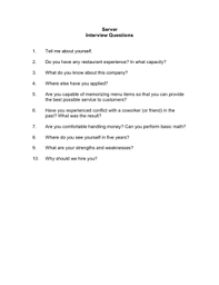 Server Interview Questions Template Interview Questions This Or That Questions Retail Interview Questions