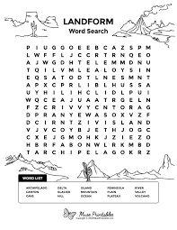 Free Printable Landform Word Search Download It At Https Museprintables Com Download Word Search Landform Ocean Words Geography Worksheets Kids Word Search