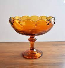 Large Amber Indiana Glass Pedestal